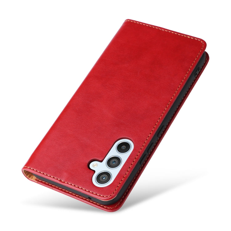 Fierre Shann PU Genuine Leather Texture Leather Phone Case, For Samsung Galaxy A54 5G
