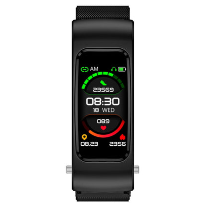 K60 1.08 inch Steel Band Earphone Detachable Life Waterproof Smart Watch Support Bluetooth Call, Steel Band (Black)