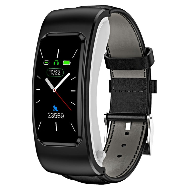 K60 1.08 inch Leather Band Earphone Detachable Life Waterproof Smart Watch Support Bluetooth Call, Leather Band (Black Silver), Leather Band (Black), Leather Band (Brown Silver)