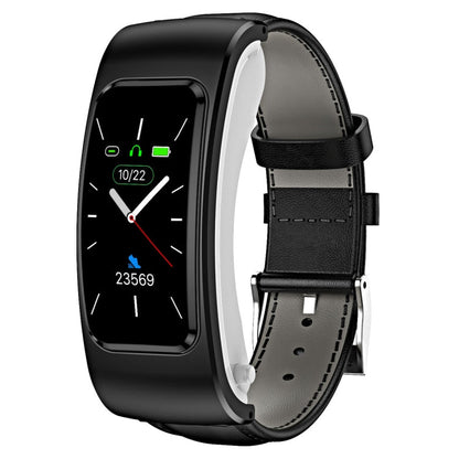 K60 1.08 inch Leather Band Earphone Detachable Life Waterproof Smart Watch Support Bluetooth Call, Leather Band (Black Silver), Leather Band (Black), Leather Band (Brown Silver)