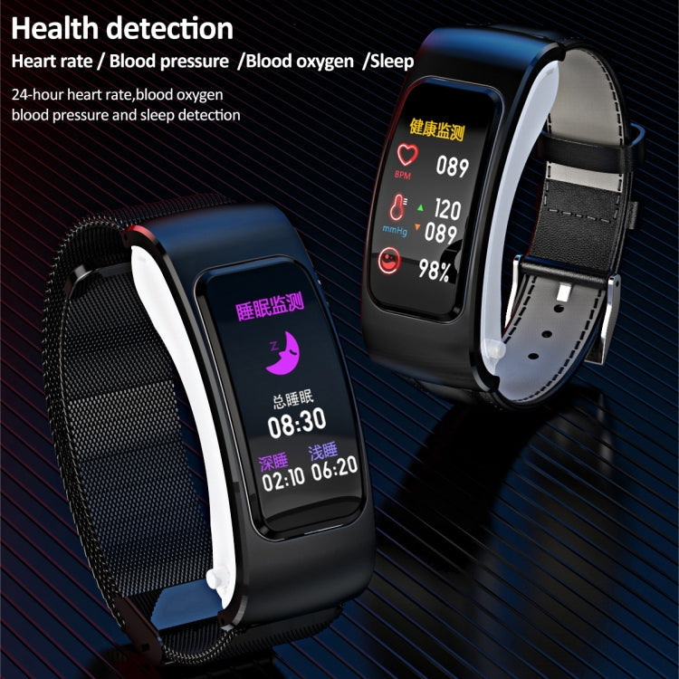 K60 1.08 inch Leather Band Earphone Detachable Life Waterproof Smart Watch Support Bluetooth Call, Leather Band (Black Silver), Leather Band (Black), Leather Band (Brown Silver)