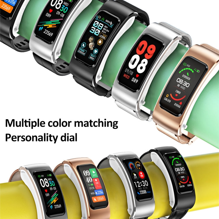 K60 1.08 inch Leather Band Earphone Detachable Life Waterproof Smart Watch Support Bluetooth Call, Leather Band (Black Silver), Leather Band (Black), Leather Band (Brown Silver)