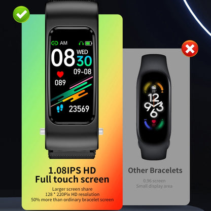 K60 1.08 inch Leather Band Earphone Detachable Life Waterproof Smart Watch Support Bluetooth Call, Leather Band (Black Silver), Leather Band (Black), Leather Band (Brown Silver)