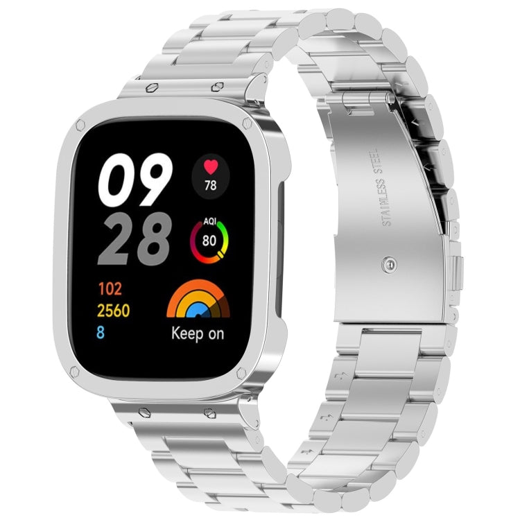 2 in 1 Three-bead Metal Watch Band with Watch Frame, For Xiaomi Redmi Watch 3 / Mi Watch Lite 3