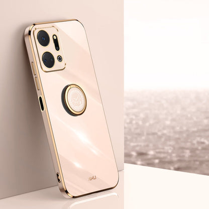 XINLI Straight Edge 6D Electroplate TPU Phone Case with Ring Holder, For Honor Magic5 5G, For Honor Magic5 Pro 5G, For Honor X7a 2023