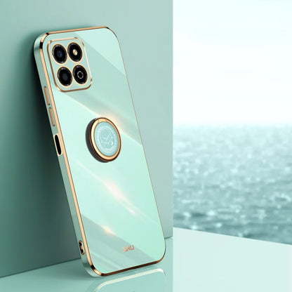 XINLI Straight Edge 6D Electroplate TPU Phone Case with Ring Holder, For Honor X8a 2023, For Honor X9a 5G, For Huawei nova Y61