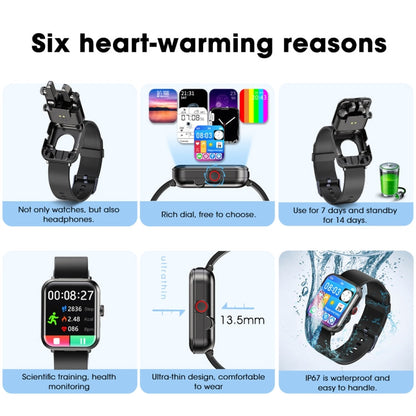 S6 TWS Earphone 1.91 inch Smart Bracelet Support Bluetooth Call / Health Monitoring