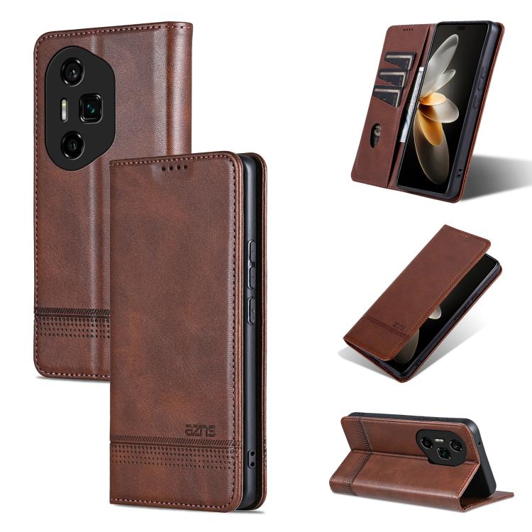 AZNS Magnetic Calf Texture Flip Leather Phone Case, For Honor Play 60, For Honor 400 Global 156.5mm, For Honor 300 Ultra, For Honor 300 Pro