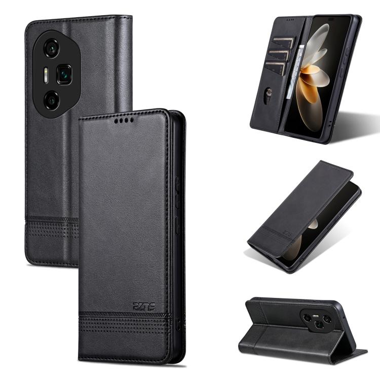 AZNS Magnetic Calf Texture Flip Leather Phone Case, For Honor Play 60, For Honor 400 Global 156.5mm, For Honor 300 Ultra, For Honor 300 Pro