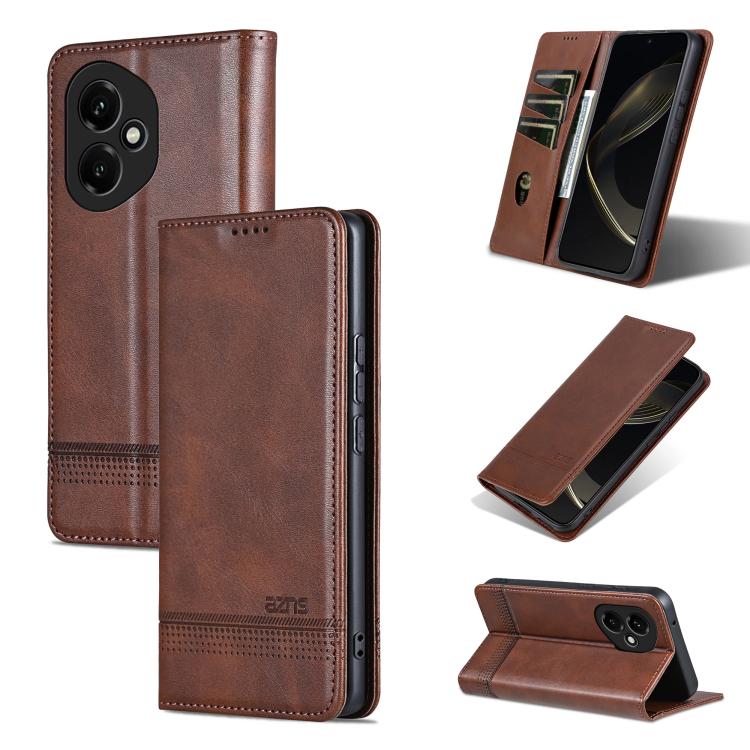 AZNS Magnetic Calf Texture Flip Leather Phone Case, For Honor Play 60, For Honor 400 Global 156.5mm, For Honor 300 Ultra, For Honor 300 Pro