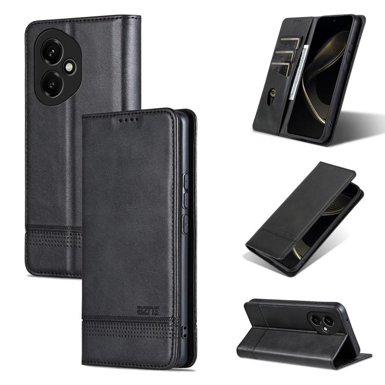 AZNS Magnetic Calf Texture Flip Leather Phone Case, For Honor Play 60, For Honor 400 Global 156.5mm, For Honor 300 Ultra, For Honor 300 Pro