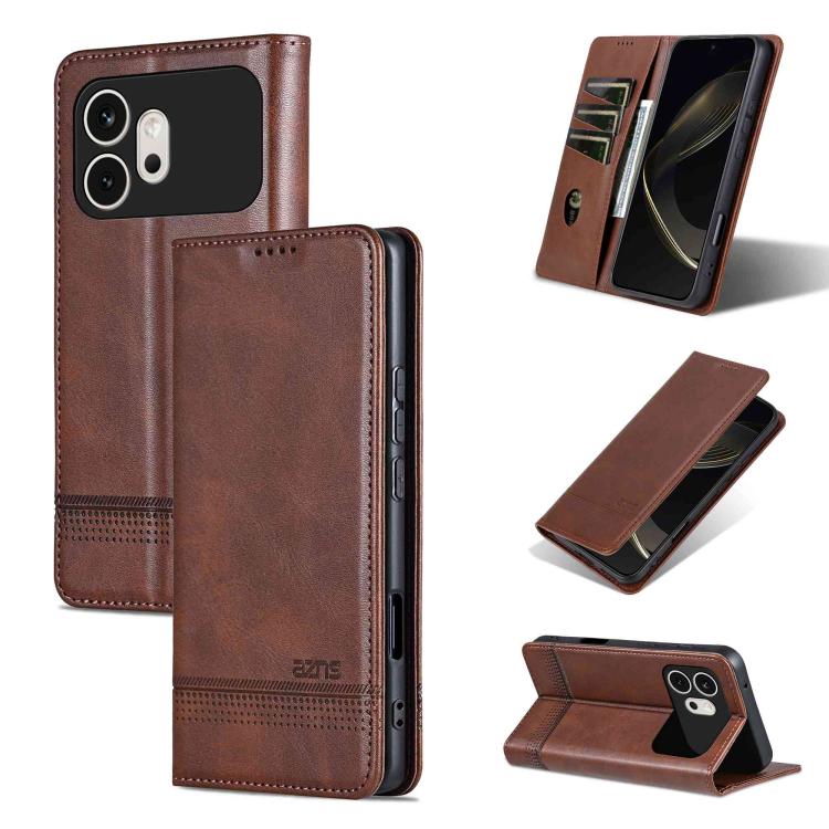 AZNS Magnetic Calf Texture Flip Leather Phone Case, For Honor X80 Pro Max 5G, For Honor Play 80 Plus 5G, For Honor 600 Pro Global, For Honor 600 Global