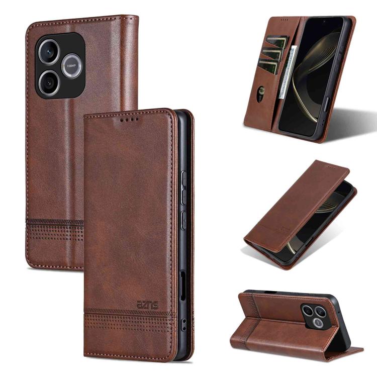 AZNS Magnetic Calf Texture Flip Leather Phone Case, For Honor 600 Lite Global, For Honor Play 10T 5G/400 Smart 5G, For Honor X70 5G, For Honor 400 Pro 5G Global 160.8mm