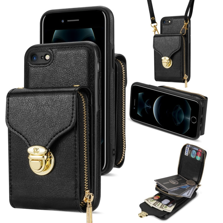 Zipper Hardware Card Wallet Phone Case, For iPhone SE 2022 / SE 2020 / 8 / 7, For iPhone 8 Plus / 7 Plus, For iPhone 6s Plus / 6 Plus, For iPhone 6s / 6