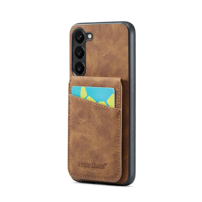 Fierre Shann Crazy Horse Card Holder Back Cover PU Phone Case, For Samsung Galaxy S22 Ultra 5G, For Samsung Galaxy S23+ 5G, For Samsung Galaxy S23 Ultra 5G
