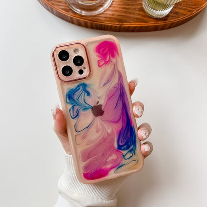 Oil Painting Electroplating TPU Phone Case, For iPhone 12 Pro Max, For iPhone 11 Pro, For iPhone 11 Pro Max, For iPhone SE 2022/2020 / 8 / 7