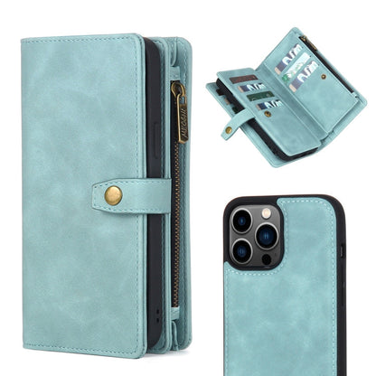 Zipper Wallet Magnetic Detachable Leather Phone Case, For iPhone 14, For iPhone 14 Pro, For iPhone 14 Plus, For iPhone 14 Pro Max, For iPhone 13, For iPhone 13 Pro, For iPhone 13 Pro Max, For iPhone 12 / 12 Pro