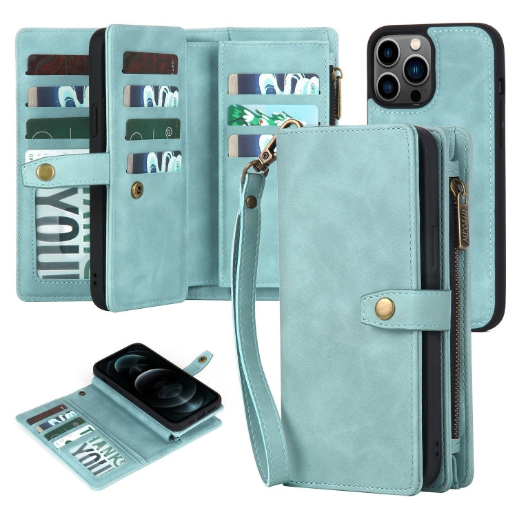 Zipper Wallet Magnetic Detachable Leather Phone Case, For iPhone 12 Pro Max, For iPhone 11, For iPhone 11 Pro, For iPhone 11 Pro Max, For iPhone X / XS, For iPhone XR, For iPhone XS Max, For iPhone 7 Plus / 8 Plus