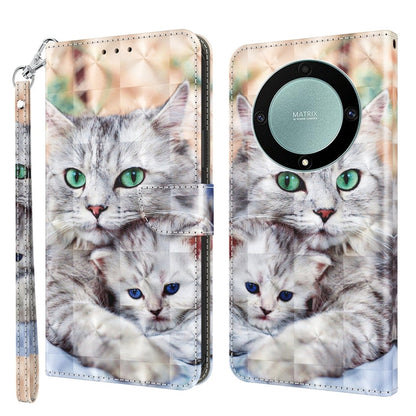 3D Painted Pattern Leather Phone Case, For Honor Magic5 Lite