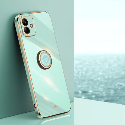 XINLI Straight Edge 6D Electroplate TPU Phone Case with Ring Holder, For Samsung Galaxy A05, For Samsung Galaxy A05s, For Samsung Galaxy M34 5G
