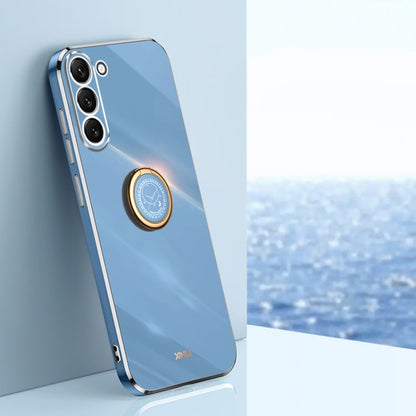XINLI Straight Edge 6D Electroplate TPU Phone Case with Ring Holder, For Samsung Galaxy S24 Ultra 5G, For Samsung Galaxy S24+ 5G, For Samsung Galaxy S24 5G