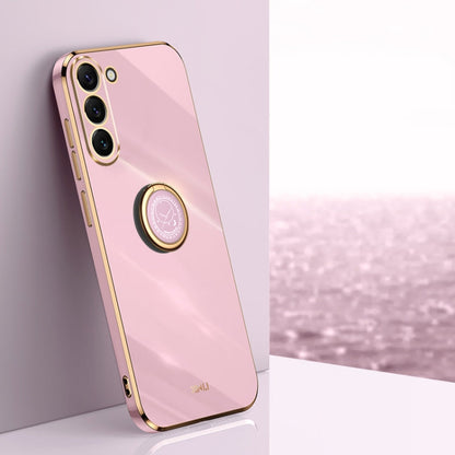 XINLI Straight Edge 6D Electroplate TPU Phone Case with Ring Holder, For Samsung Galaxy S24 Ultra 5G, For Samsung Galaxy S24+ 5G, For Samsung Galaxy S24 5G