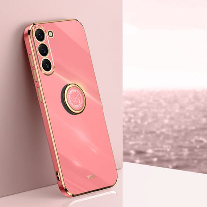 XINLI Straight Edge 6D Electroplate TPU Phone Case with Ring Holder, For Samsung Galaxy S24 Ultra 5G, For Samsung Galaxy S24+ 5G, For Samsung Galaxy S24 5G