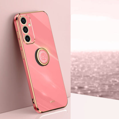 XINLI Straight Edge 6D Electroplate TPU Phone Case with Ring Holder, For Samsung Galaxy A15, For Samsung Galaxy A55, For Samsung Galaxy A35 5G