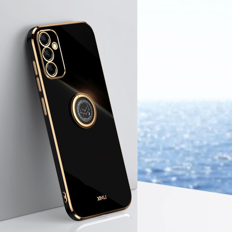 XINLI Straight Edge 6D Electroplate TPU Phone Case with Ring Holder, For Samsung Galaxy A15, For Samsung Galaxy A55, For Samsung Galaxy A35 5G