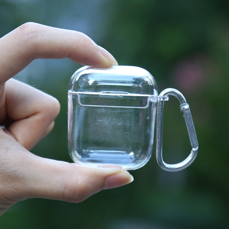 Transparent PC Hard Earphone Protective Case with Hook, For AirPods 1 / 2 with Hook