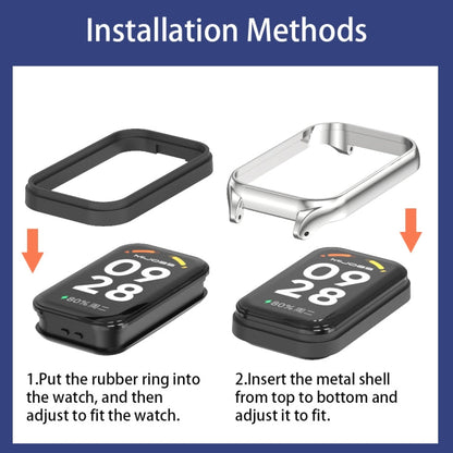 Mijobs Metal Shell Ocean Silicone Watch Band, For Xiaomi Smart Band 8 Active / Redmi Band 2