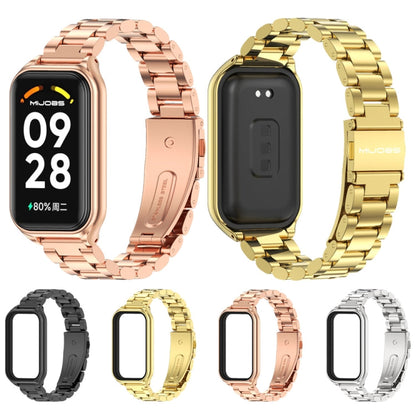 Mijobs Metal Shell + Three-Bead Stainless Steel Watch Band, For Xiaomi Smart Band 8 Active / Redmi Band 2