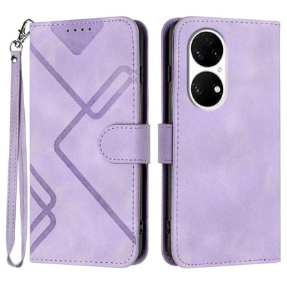 Line Pattern Skin Feel Leather Phone Case, For Huawei Enjoy 20e, For Huawei P50 Pro, For Huawei P50, For Huawei Enjoy 20 SE 4G
