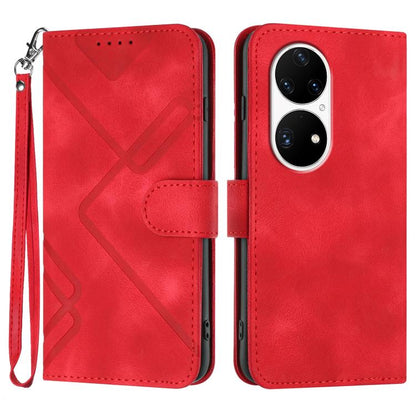 Line Pattern Skin Feel Leather Phone Case, For Huawei Enjoy 20e, For Huawei P50 Pro, For Huawei P50, For Huawei Enjoy 20 SE 4G