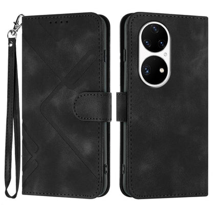 Line Pattern Skin Feel Leather Phone Case, For Huawei Enjoy 20e, For Huawei P50 Pro, For Huawei P50, For Huawei Enjoy 20 SE 4G