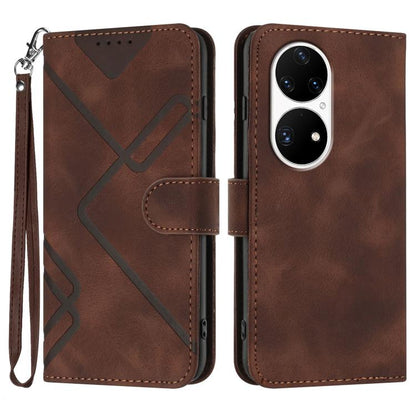 Line Pattern Skin Feel Leather Phone Case, For Huawei Enjoy 20e, For Huawei P50 Pro, For Huawei P50, For Huawei Enjoy 20 SE 4G