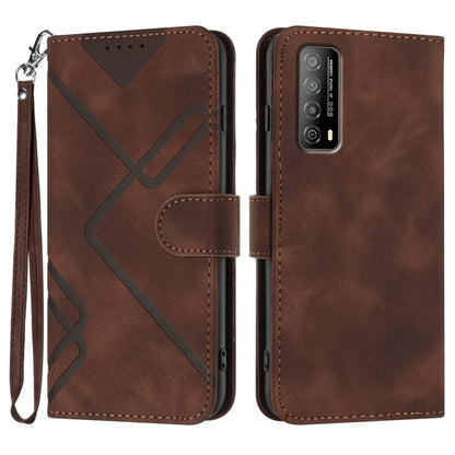 Line Pattern Skin Feel Leather Phone Case, For Huawei Enjoy 20e, For Huawei P50 Pro, For Huawei P50, For Huawei Enjoy 20 SE 4G