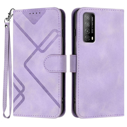 Line Pattern Skin Feel Leather Phone Case, For Huawei Enjoy 20e, For Huawei P50 Pro, For Huawei P50, For Huawei Enjoy 20 SE 4G