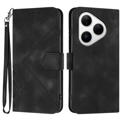 Line Pattern Skin Feel Leather Phone Case, For Huawei Enjoy 80 Plus, For Huawei Pura 80 5G, For Huawei Mate 70 Pro / Mate 70 Pro+, For Huawei Mate 70