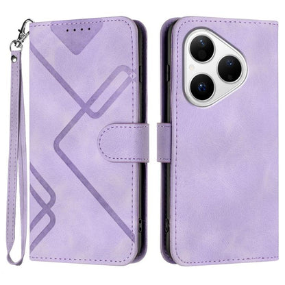 Line Pattern Skin Feel Leather Phone Case, For Huawei Enjoy 80 Plus, For Huawei Pura 80 5G, For Huawei Mate 70 Pro / Mate 70 Pro+, For Huawei Mate 70