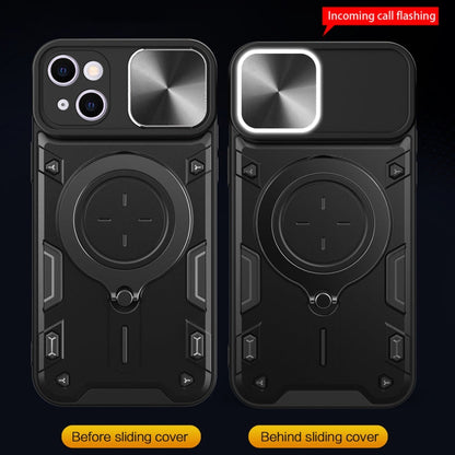 CD Texture Sliding Camshield Magnetic Holder Phone Case, For iPhone 15, For iPhone 14 Plus, For iPhone 14, For iPhone 14 Pro