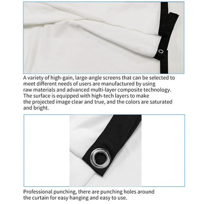 Simple Folding Thin Polyester Projector Film Curtain, 30 inch 16:9, 150 inch 4:3, 180 inch 16:9, 150 inch 16:9, 200 inch 16:9