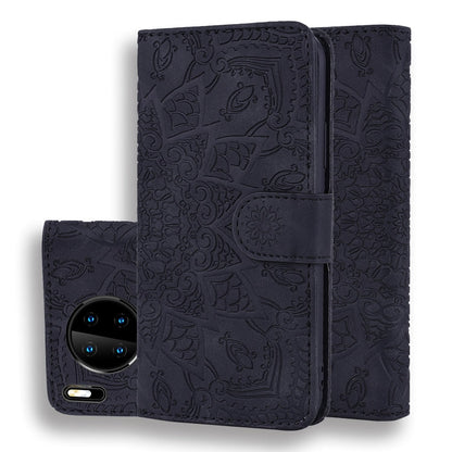 Embossed Sunflower Pattern Horizontal Flip PU Leather Case with Holder & Card Slots & Wallet & Lanyard, For Xiaomi Redmi Note 9 Pro Max, For Xiaomi Mi CC9 Pro / Mi Note 10 / Mi Note 10 Pro, For Huawei Mate 30 Pro
