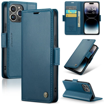 CaseMe 023 Butterfly Buckle Litchi Texture RFID Anti-theft Leather Phone Case, For iPhone 15 Plus, For iPhone 14 Pro, For iPhone 14 Pro Max, For iPhone 15