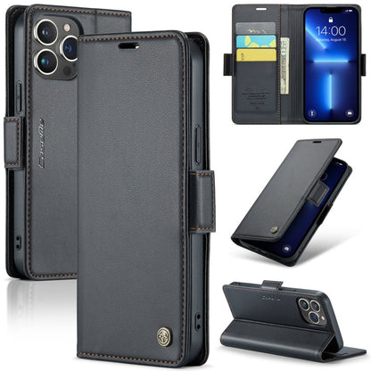 CaseMe 023 Butterfly Buckle Litchi Texture RFID Anti-theft Leather Phone Case, For iPhone 13, For iPhone 13 mini, For iPhone 13 Pro, For iPhone 13 Pro Max