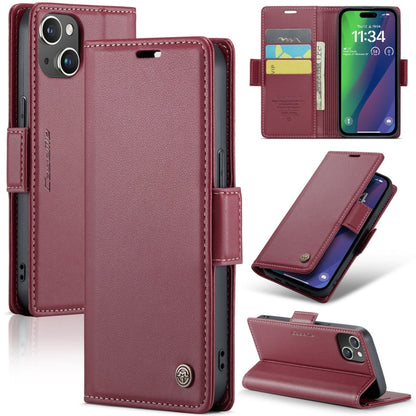 CaseMe 023 Butterfly Buckle Litchi Texture RFID Anti-theft Leather Phone Case, For iPhone 15 Plus, For iPhone 14 Pro, For iPhone 14 Pro Max, For iPhone 15