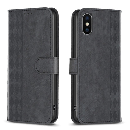 Plaid Embossed Leather Phone Case, For iPhone 15 Plus, For iPhone 11 Pro, For iPhone 11 Pro Max, For iPhone X / XS