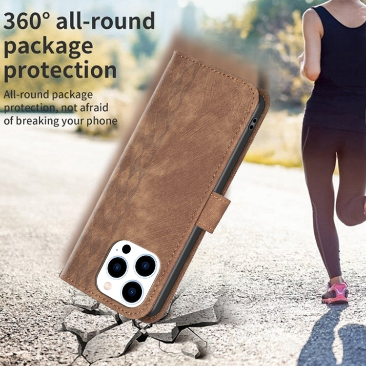 Plaid Embossed Leather Phone Case, For iPhone 15 Pro Max, For iPhone 14, For iPhone 14 Plus, For iPhone 14 Pro