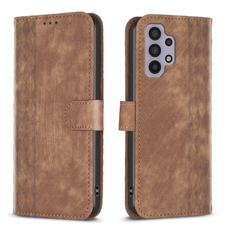 Plaid Embossed Leather Phone Case, For Samsung Galaxy A31, For Samsung Galaxy A32 4G, For Samsung Galaxy A32 5G, For Samsung Galaxy A33