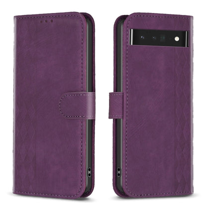 Plaid Embossed Leather Phone Case, For Google Pixel 7, For Google Pixel 7a, For Google Pixel 7 Pro, For Google Pixel 8